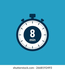 8 min clock icon time vector illustration design symbol