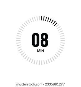 8-minütige Timer-Uhr. 8 min Stoppuhr Icon Countdown Zeit digitale Stopp Chronometer.