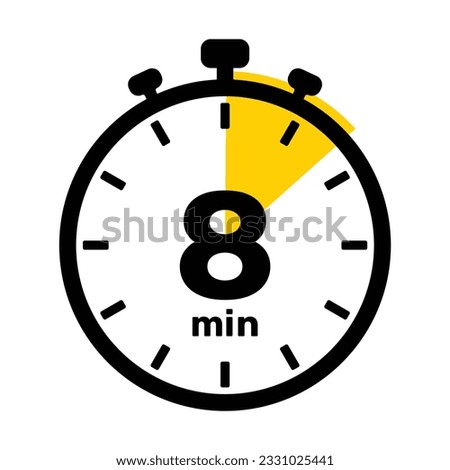 8 Minutes Analog Clock Icon white background .
