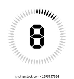 The 8 minutes or seconds, stopwatch vector icon, digital timer. clock and watch, timer.