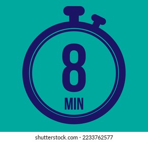 8 minutes. Stopwatch vector icon. Vector with schedule timer for appointments and tasks