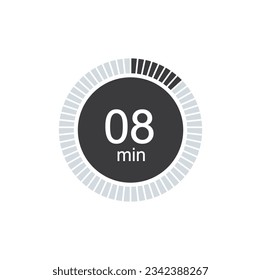 8 minutes timers Clock, Timer 8 min icon.