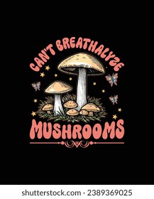 8 mushroom blend,mushroom t shirt design, illustration, bohemian vibe top, vintage groovy toy, funky graphic print