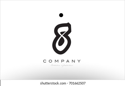 8 number black white bold logo vector creative company icon design template hand written background
