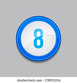 8 Number Circular Vector Blue Web Icon Button 