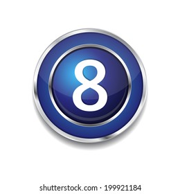 8 Number Circular Vector Blue Web Icon Button
