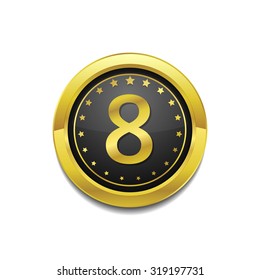 8 Number Circular Vector Gold Web Icon Button