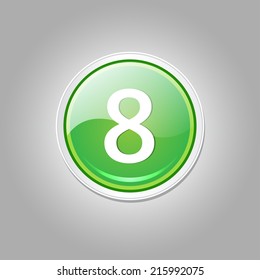 8 Number Circular Vector Green Web Icon Button