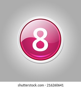 8 Number Circular Vector Pink Web Icon Button