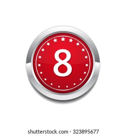 8 Number Circular Vector Red Web Icon Button
