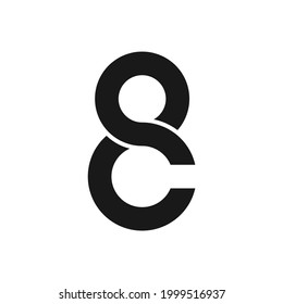 8 Number Combination With C Letter Logo Design Vector