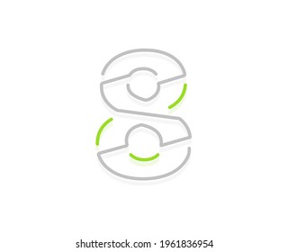 8 number ecology logo. Vector font for bio posters, spa emblem, vegan, herbal and botanical cards etc.    