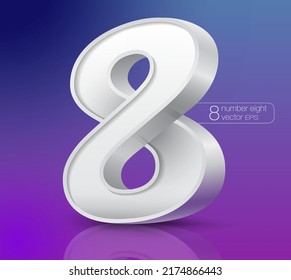 8 Número ocho. diseño vectorial tridimensional. Para elementos, negocios, logotipos, identidad corporativa, aplicaciones, juegos, web y digital.