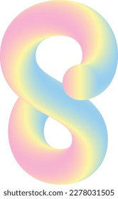 8 number with gradient color style font