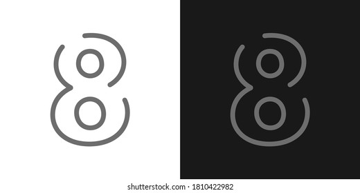 8 number line design font. Contrast color vector illustration