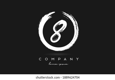 icono del logotipo de 8 números en blanco y negro. Diseño de gruns vintage para empresas y negocios con círculo