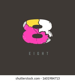 8 number logo map design letters vector