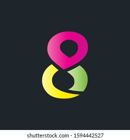 8 number logo multicolor letter design template