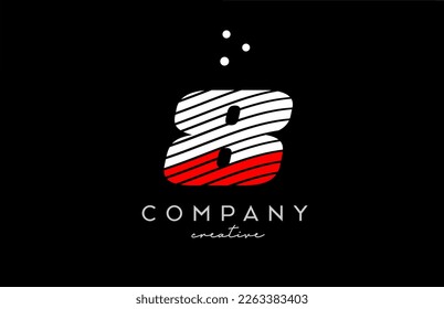 8 number logo with red white lines and dots. Corporate creative template design for company and business