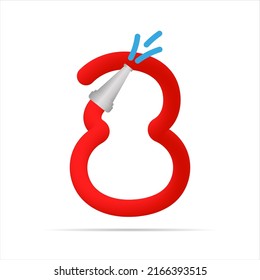 8 number made by red fire hose. Isolated bright vector typeface, app logo, creative design, and more