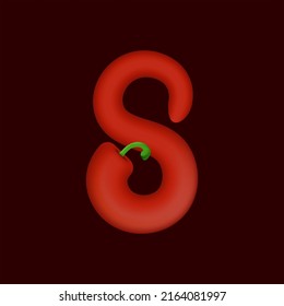 8 number made of red chilli pepper. Isolated vegetable vector organic typeface for farm design elements, restaurant menu and more