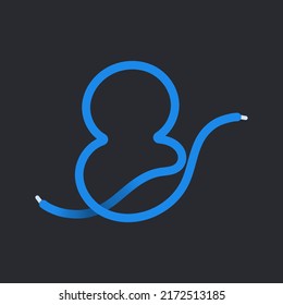 8 number made shoelace. Vector isolated font for app logo, sport design, creative template and more