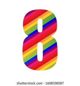 8 Number Rainbow Style Numeral Digit. Colorful Number Vector Illustration Design Isolated on White Background.