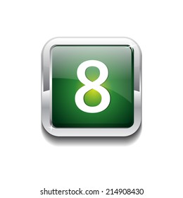 8 Number Rounded Rectangular Vector Green Web Icon Button