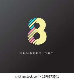 8 number scratch design letter logo