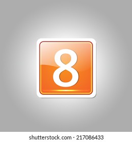 8 Number Square Vector Orange Web Icon Button
