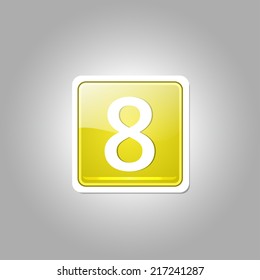 8 Number Square Vector Yellow Web Icon Button