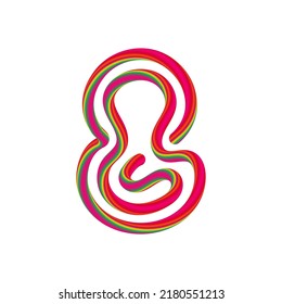 8 number with swirl candy. Vector candy and sugar font for bright logo, your application, sweet identity and more