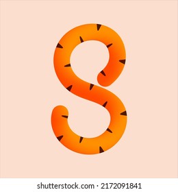 8 number tiger tail design. Vector animal, wildlife isolated font for logo, app logo, wild life concept, animal poster headlines and more