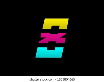 Diseño vectorial de 8 números, logotipo del tipo de letra del color de la crema, . Color dinámico de color azul, rosa, amarillo sobre fondo negro. Para medios sociales, elementos de diseño, afiche creativo, plantilla web                   

