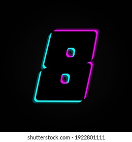 8 number vector trendy colors neon font. For dark night theme, vibrant identity, techno design, app logo and more