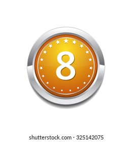 8 Number Yellow Vector Icon Button