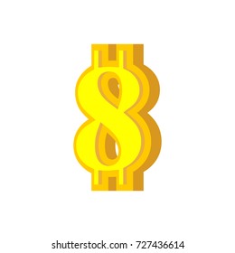 8 numeral bitcoin font. Eight numeric Crypto currency alphabet. Lettering virtual money. Vector illustration