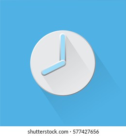 8 O'clock. Clock icon vector illustration flat design on blue background. 