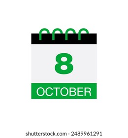 8 october calendar date icon vector eps