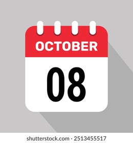 8 octubre Vector icono Web ilustración de la página de fondo de diseño.