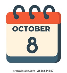 8 october calendar vector on white background
Vector calendar with date