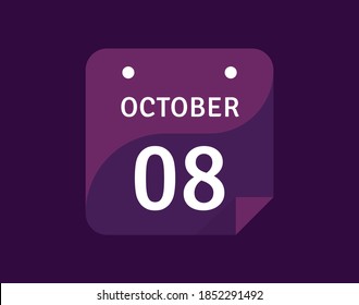 8 October, October 8 icon Single Day Calendar Vector illustration