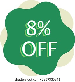 8% de descuento en el anuncio de marketing de vectores verdes e ilustraciones en fondo blanco
