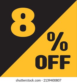 Up To 8% Off Special Offer sale sticker black and gold, vector illustration