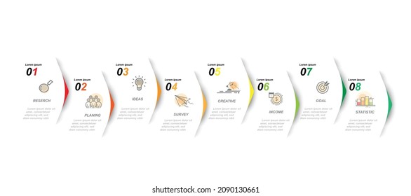 8 opción partición de papel blanco Color gradiente gráfico origami color de papel plantilla info gráfico para diagrama de presentación y concepto de negocio con 5 opciones de elemento