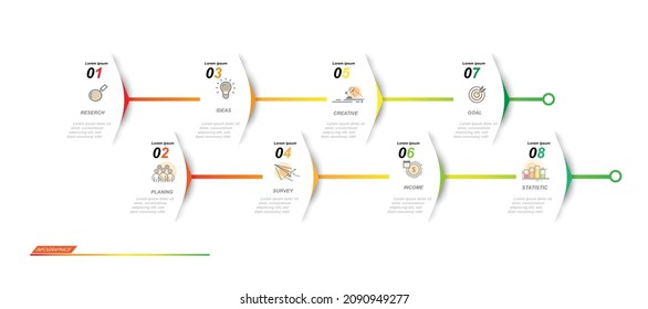 8 opción partición de papel blanco Color gradiente gráfico origami color de papel plantilla info gráfico para diagrama de presentación y concepto de negocio con 5 opciones de elemento