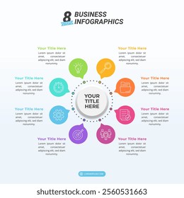 8 Options Diagram Infographic for Business Presentation, Poster, Banner and Booklet.