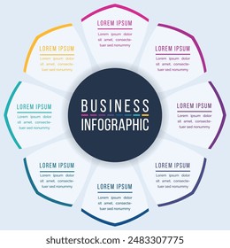 8 Options Infographic circle design 8 steps, objects, elements or options information business infographic template