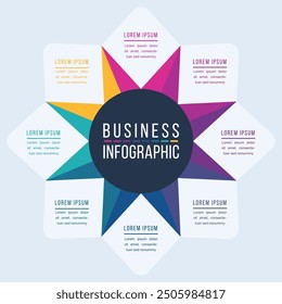 8 Opciones Diseño infográfico 8 Pasos, objetos, Elementos u opciones Plantilla de información empresarial