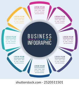 8 Opciones Diseño infográfico 8 Pasos, objetos, Elementos u opciones Plantilla de información empresarial